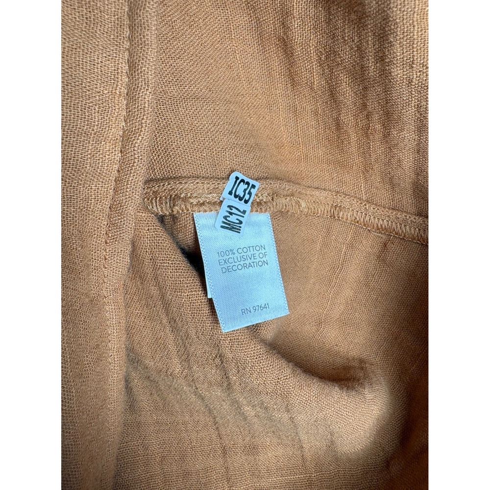 Pure Jill Womens Blouse LP Burnt Orange Embroidered Gauze Boho Peasant Top - Picture 12 of 14